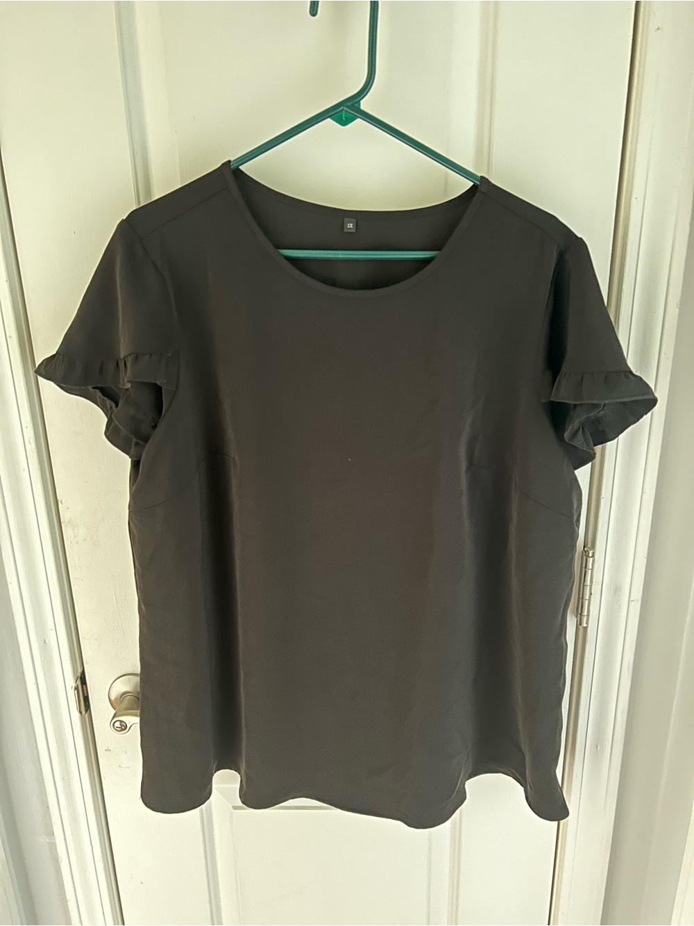 Target Black Short Sleeve Ruffle Detail Blouse